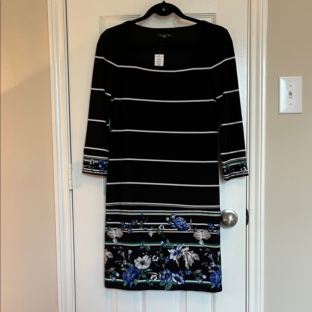 NWT White House Black Market Stripe Floral Shift Dress